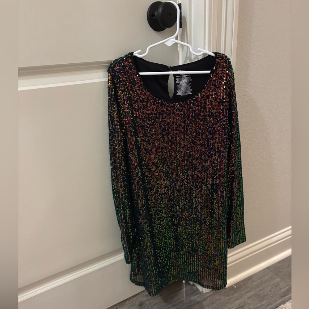Girls Art Class Black and Multicolor Sequin Dress (LG 10/12)